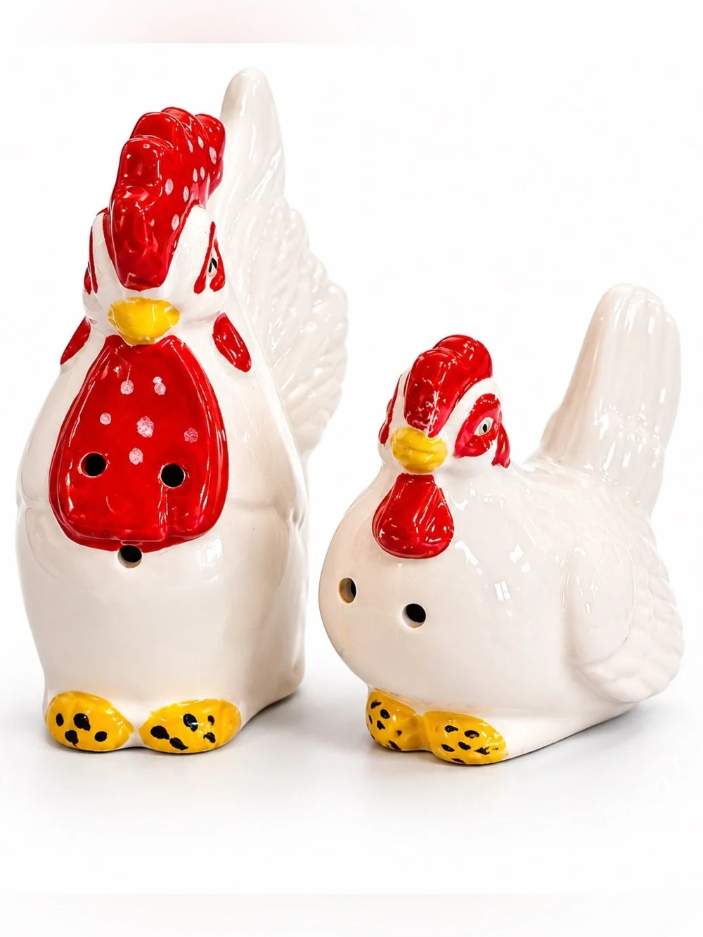 Vintage Rooster and Hen Salt and Pepper Shaker Set
